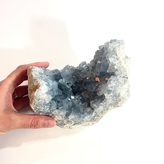 Large celestite crystal cluster 3.27kg | ASH&STONE Crystals Shop Auckland NZ