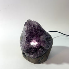 Load and play video in Gallery viewer, Large amethyst crystal cluster lamp 3.9kg polished edging | ASH&amp;STONE Crystals Shop Auckland NZ
