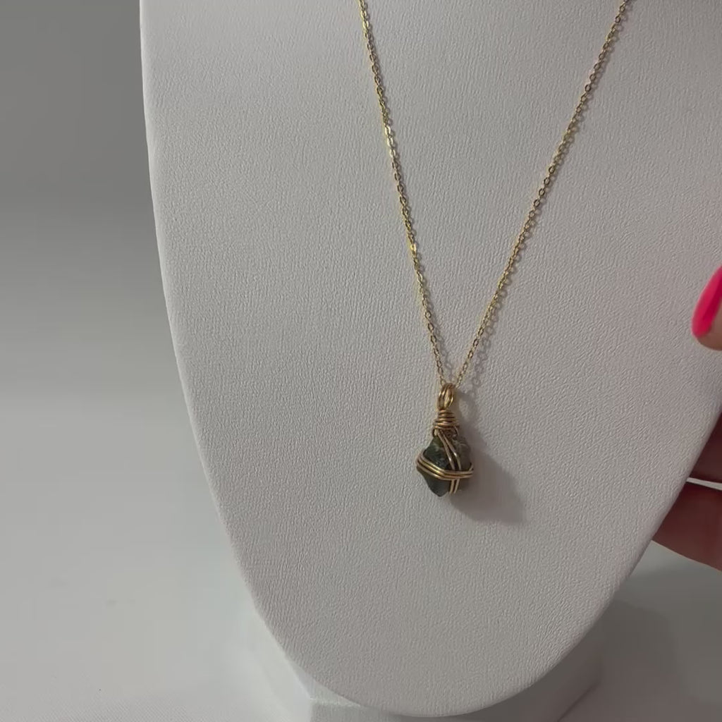Green Tourmaline gold Necklace | ASH&STONE Crystal Jewellery Shop Auckland NZ