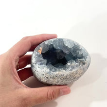 Load and play video in Gallery viewer, Celestite crystal cluster egg | ASH&amp;STONE Crystal Shop Auckland NZ
