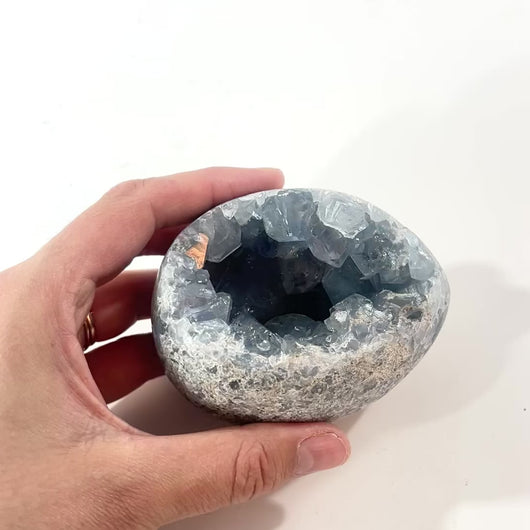 Celestite crystal cluster egg | ASH&STONE Crystal Shop Auckland NZ