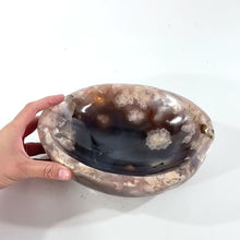 Load and play video in Gallery viewer, Large flower agate polished crystal bowl 3.76kg | ASH&amp;STONE Crystal Shop Auckland NZ
