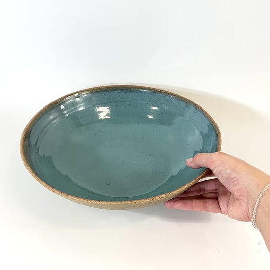 Extra large bespoke NZ handmade teal ceramic bowl | ASH&STONE