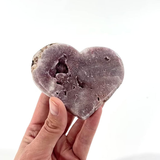 Pink amethyst polished crystal heart | ASH&STONE Crystal Shop Auckland NZ