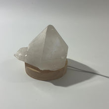 Load and play video in Gallery viewer, Clear quartz crystal point on LED lamp base | ASH&amp;STONE Crystals Shop Auckland NZ
