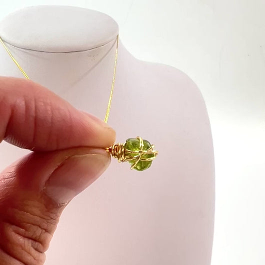 NZ-made peridot crystal pendant necklace