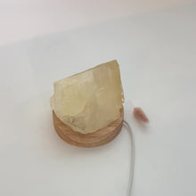 Load and play video in Gallery viewer, Honey calcite crystal lamp on LED wooden base | ASH&amp;STONE Crystals Shop Auckland NZ
