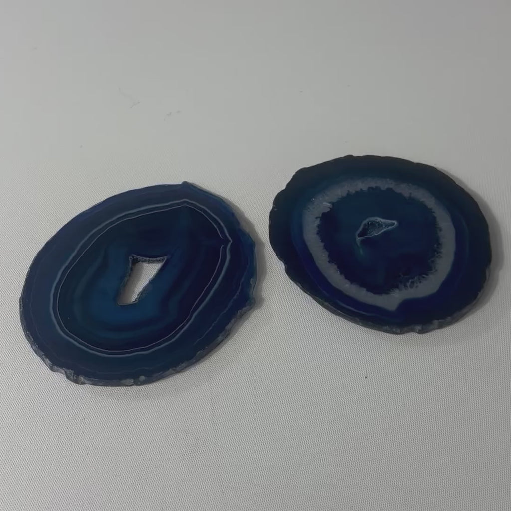 Deep Blue Agate Druzy Crystal Slice | Free express shipping. Buy high quality ethical crystals online at ASH&STONE crystal shop Auckland NZ. AfterPay available.