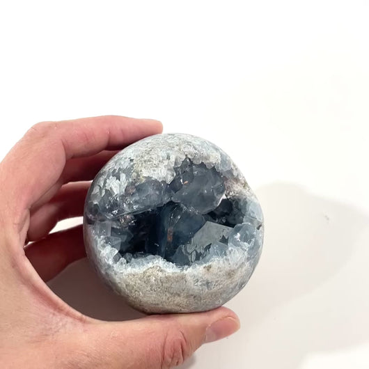 Celestite crystal cluster sphere | ASH&STONE Crystal Shop Auckland NZ