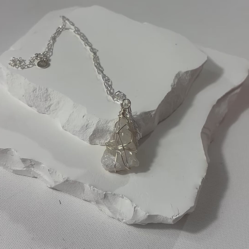 Bespoke hand made ; Natural Clear Quartz crystal necklace in Stirling Silver Wear for Clarity and Purity | ASH & STONE, AUCKLAND, NZ