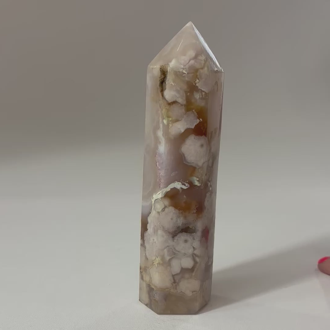 Flower agate tower  | ASH&STONE Crystal Jewellery Shop Auckland NZ