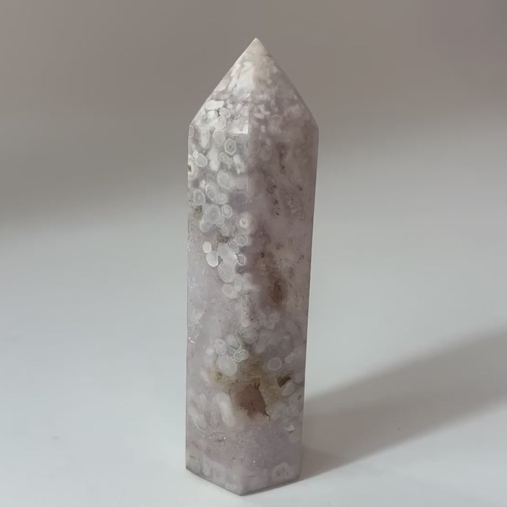 Flower agate polished crystal tower | ASH&STONE Crystal Shop Auckland NZ