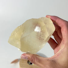 Load and play video in Gallery viewer, Honey calcite crystal lamp on LED wooden base  | ASH&amp;STONE Crystals Shop Auckland NZ
