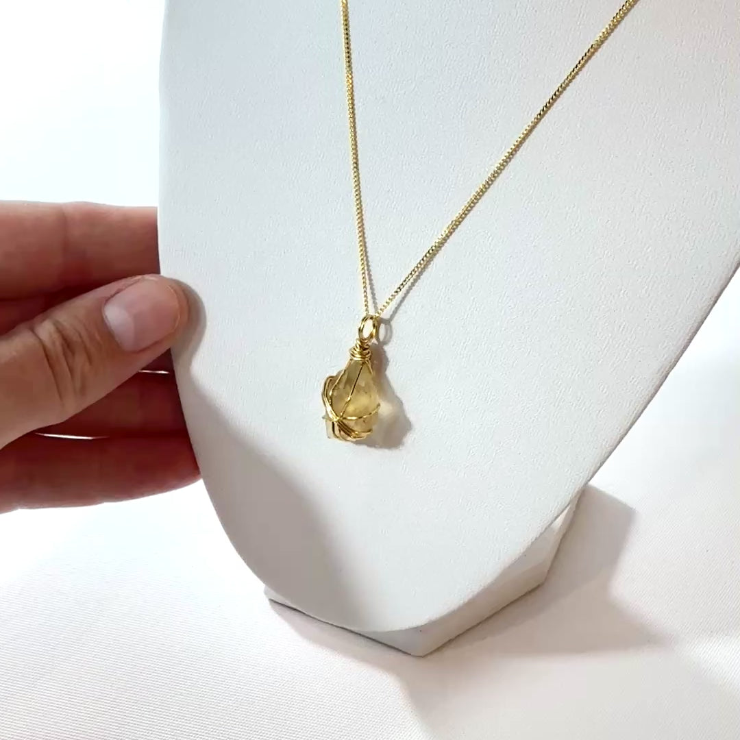 Bespoke NZ-made Libyan desert glass crystal pendant necklace | ASH&STONE Crystal Jewellery Shop Auckland NZ