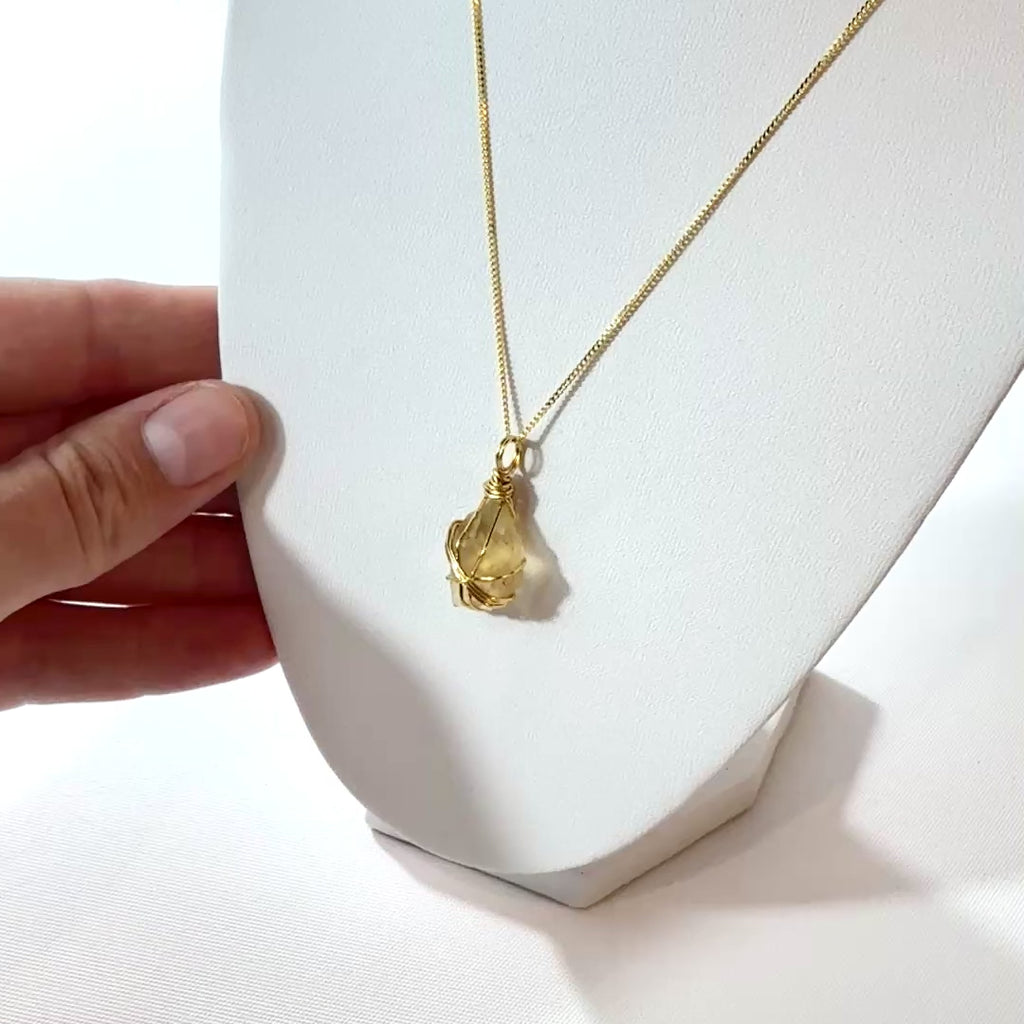 Bespoke NZ-made Libyan desert glass crystal pendant necklace | ASH&STONE Crystal Jewellery Shop Auckland NZ