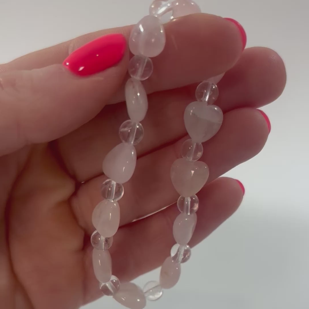 NZ-Made -Rose Quartz & Clear quartz bead bracelet. | ASH & STONE for Crystal jewellery NZ wide. Free express shipping. 