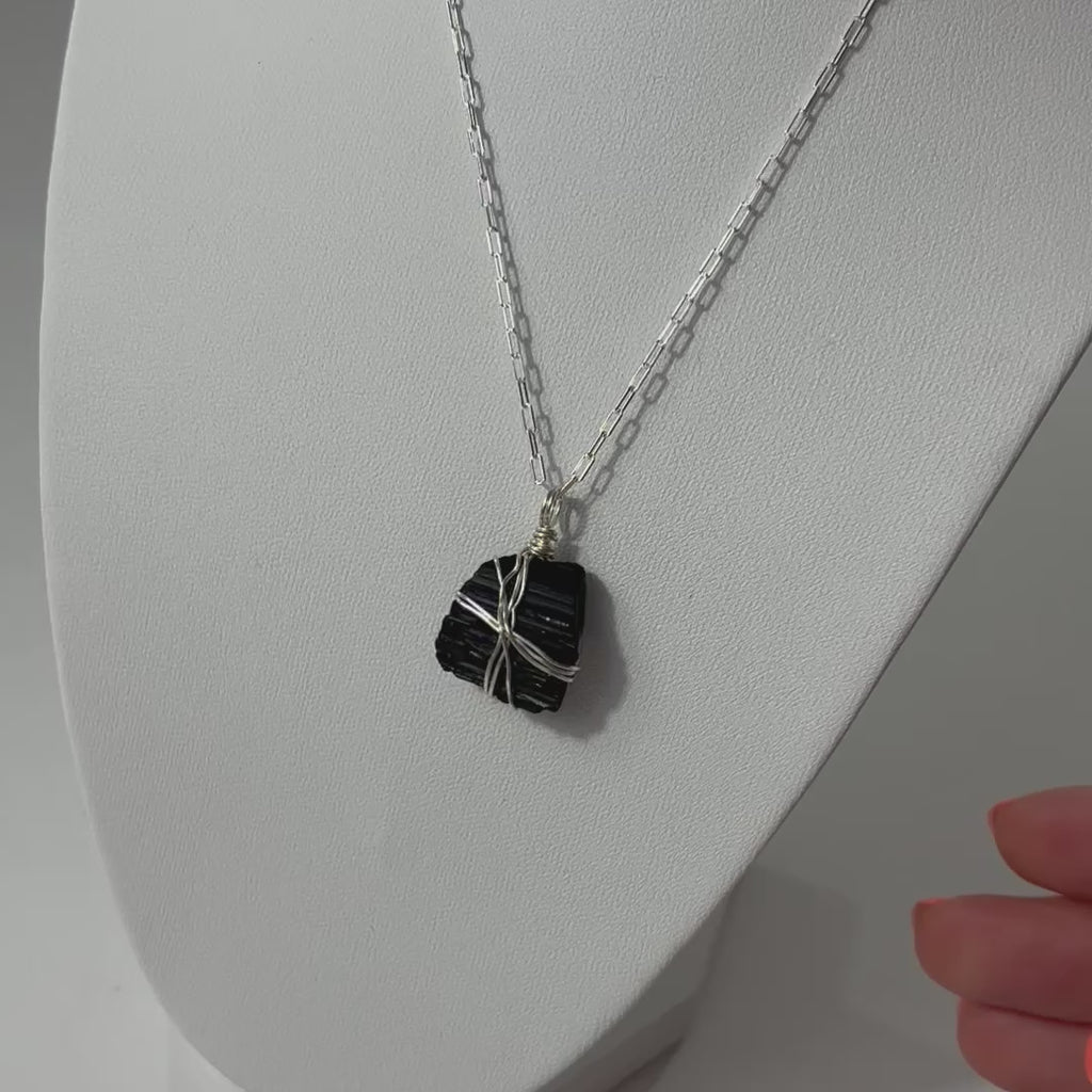 Bespoke hand made Black Tourmaline Crystal Stirling silver Necklace | ASH & STONE, AUCKLAND  NZ 