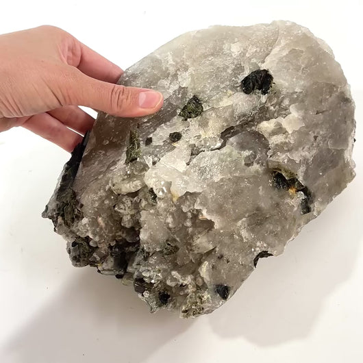 Large green tourmaline & smoky quartz crystal chunk 4.61kg | ASH&STONE Crystal Shop Auckland NZ