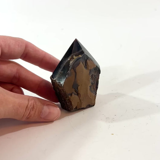 Tigers eye polished crystal point | ASH&STONE Crystal Shop Auckland NZ