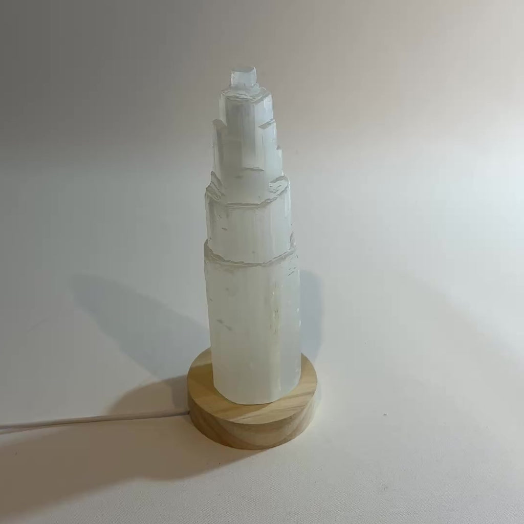 Selenite crystal tower lamp | ASH&STONE Crystal Shop Auckland NZ