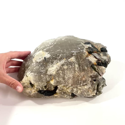 Large green tourmaline & smoky quartz crystal chunk 4.61kg | ASH&STONE Crystal Shop Auckland NZ