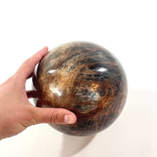 Load and play video in Gallery viewer, Large black moonstone polished crystal sphere 6.4kg | ASH&amp;STONE Crystal Shop Auckland NZ
