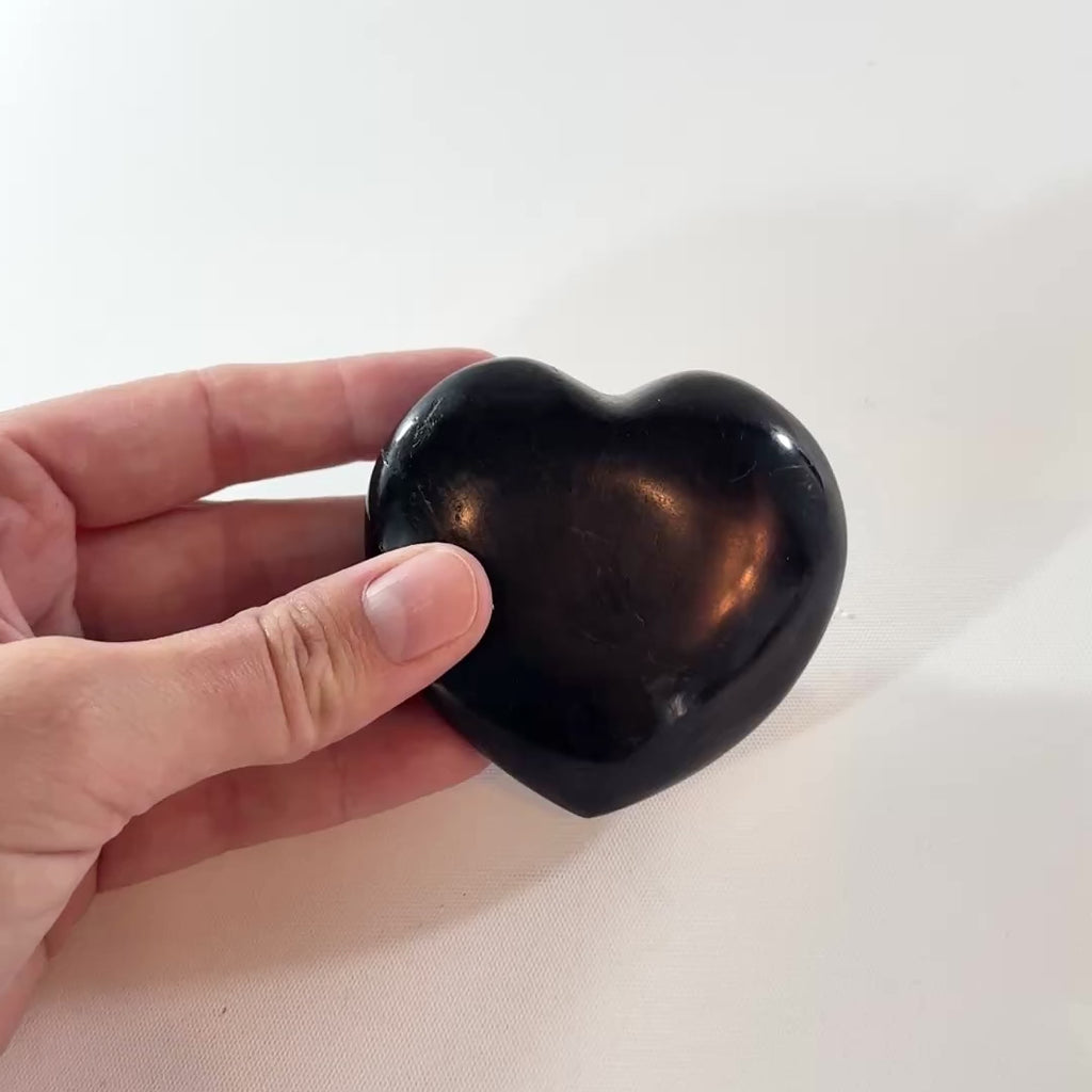 Black tourmaline crystal heart | ASH&STONE Crystal Shop Auckland NZ