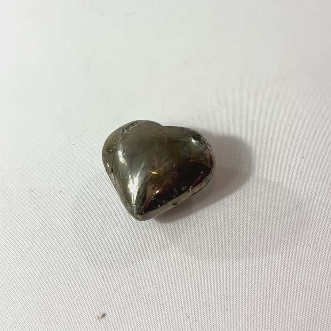Pyrite Polished Heart. Attract success. Free express shipping. Buy Pyrite crystals online from ASH&STONE Auckland crystal shop. AfterPay available.