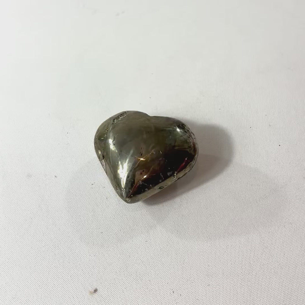 Pyrite Polished Heart. Attract success. Free express shipping. Buy Pyrite crystals online from ASH&STONE Auckland crystal shop. AfterPay available.