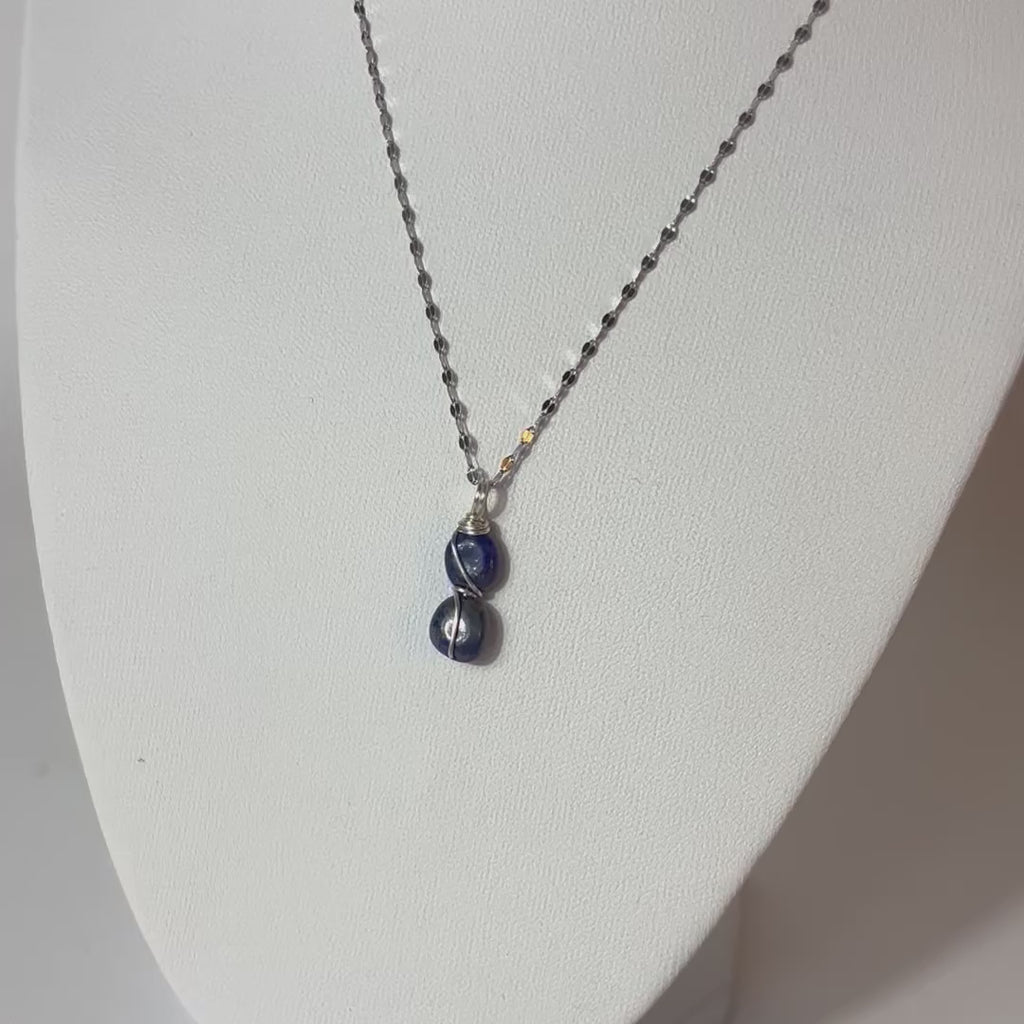 NZ-made lapis lazuli crystal drop on sterling silver necklace | ASH & STONE, one of a kind crystal jewellery. Free express shipping. 