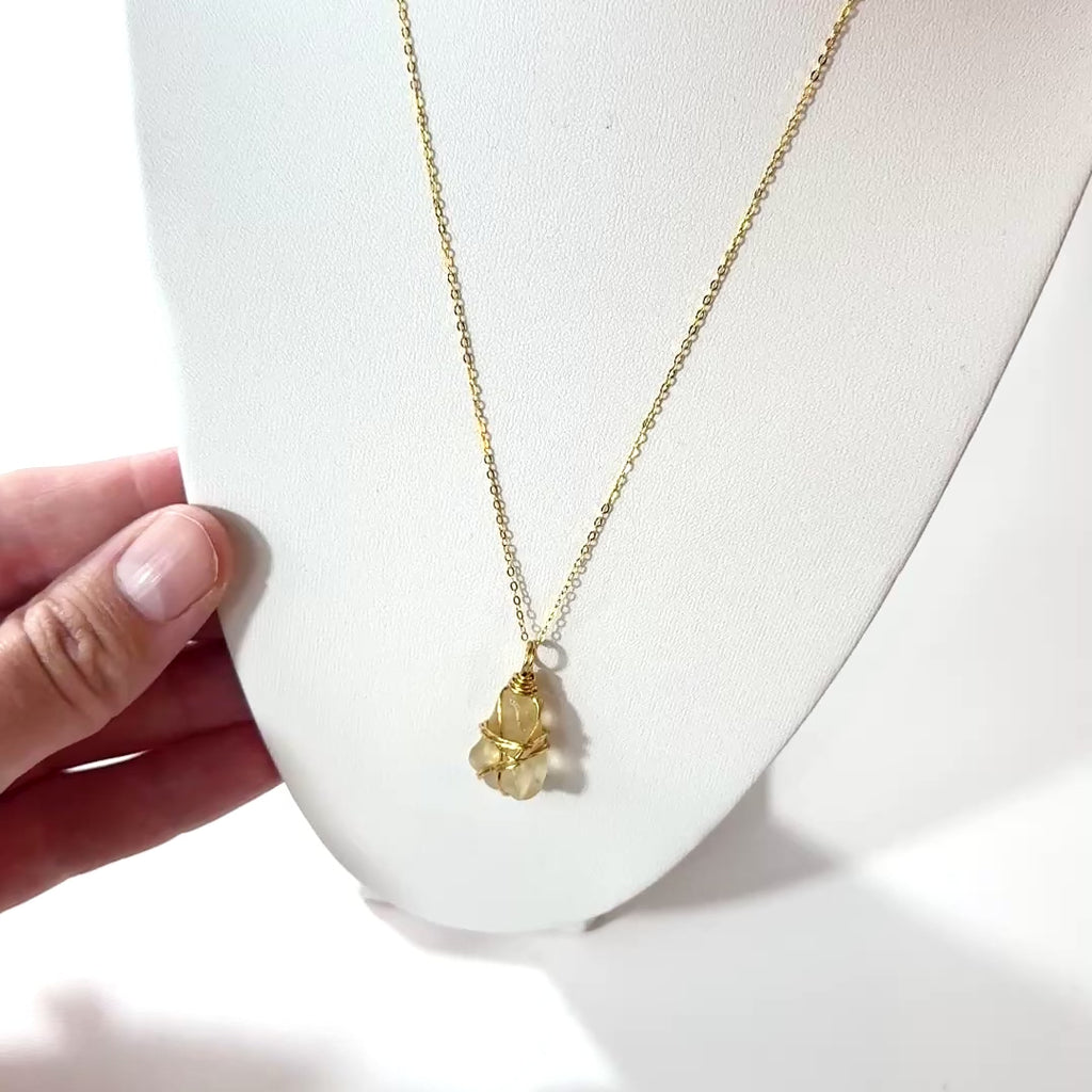 Bespoke NZ-made Libyan desert glass crystal pendant necklace | ASH&STONE Crystal Jewellery Shop Auckland NZ