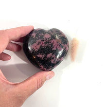 Load and play video in Gallery viewer, Rhodonite polished crystal heart | ASH&amp;STONE Crystals Shop Auckland NZ
