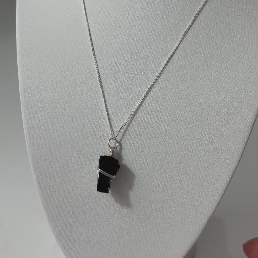 Shungite Stilring Silver Necklace. Free express shipping. Shop online from ASH&STONE jewellery & crystal shop Auckland NZ. AfterPay available.
