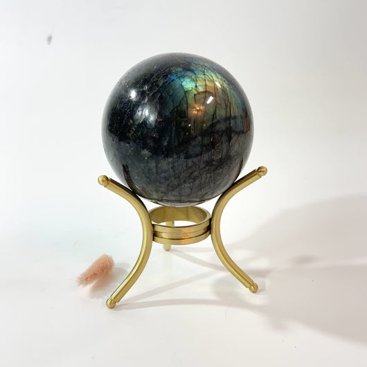Labradorite polished crystal sphere on stand | ASH&STONE Crystals Shop Auckland NZ