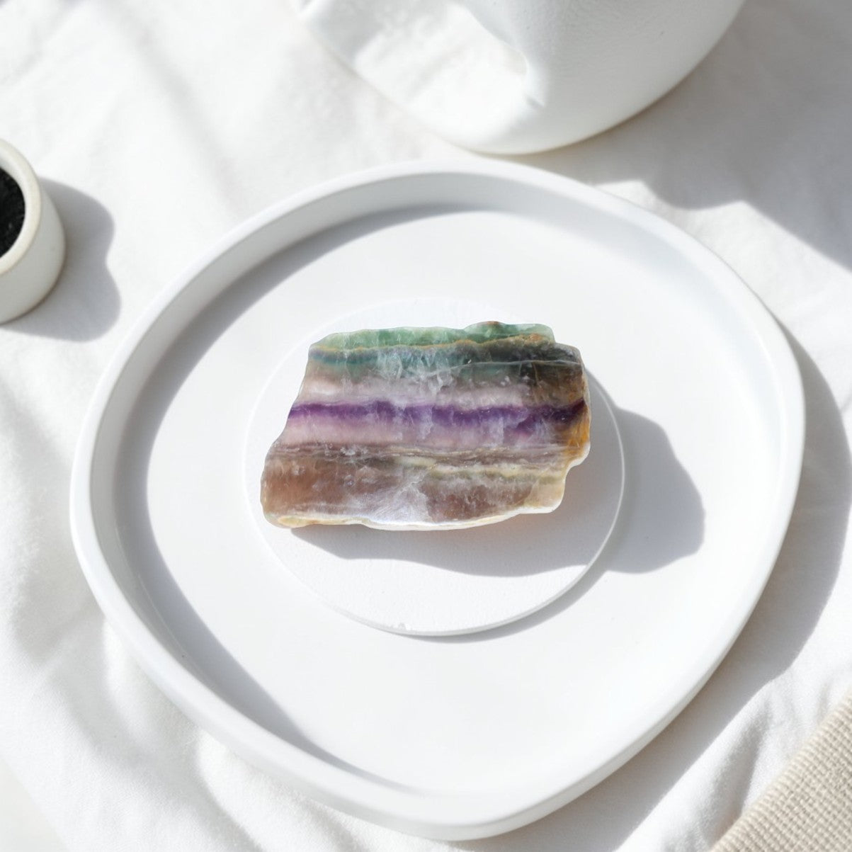 Rainbow Fluorite Crystal slice | ASH & STONE. Premium online crystals Free express shipping NZ.