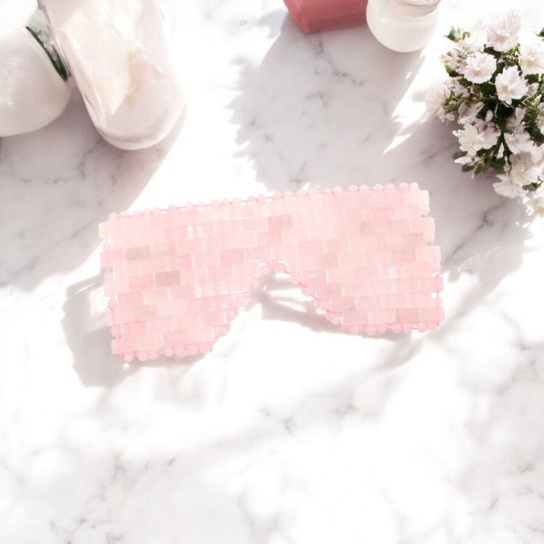 Rose quartz crystal eye mask