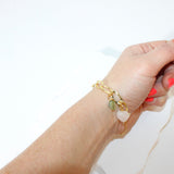 Rose Quartz & Peridot crystal 24k gold charm bracelet | ASH&STONE crystal jewellery online. Free express shipping