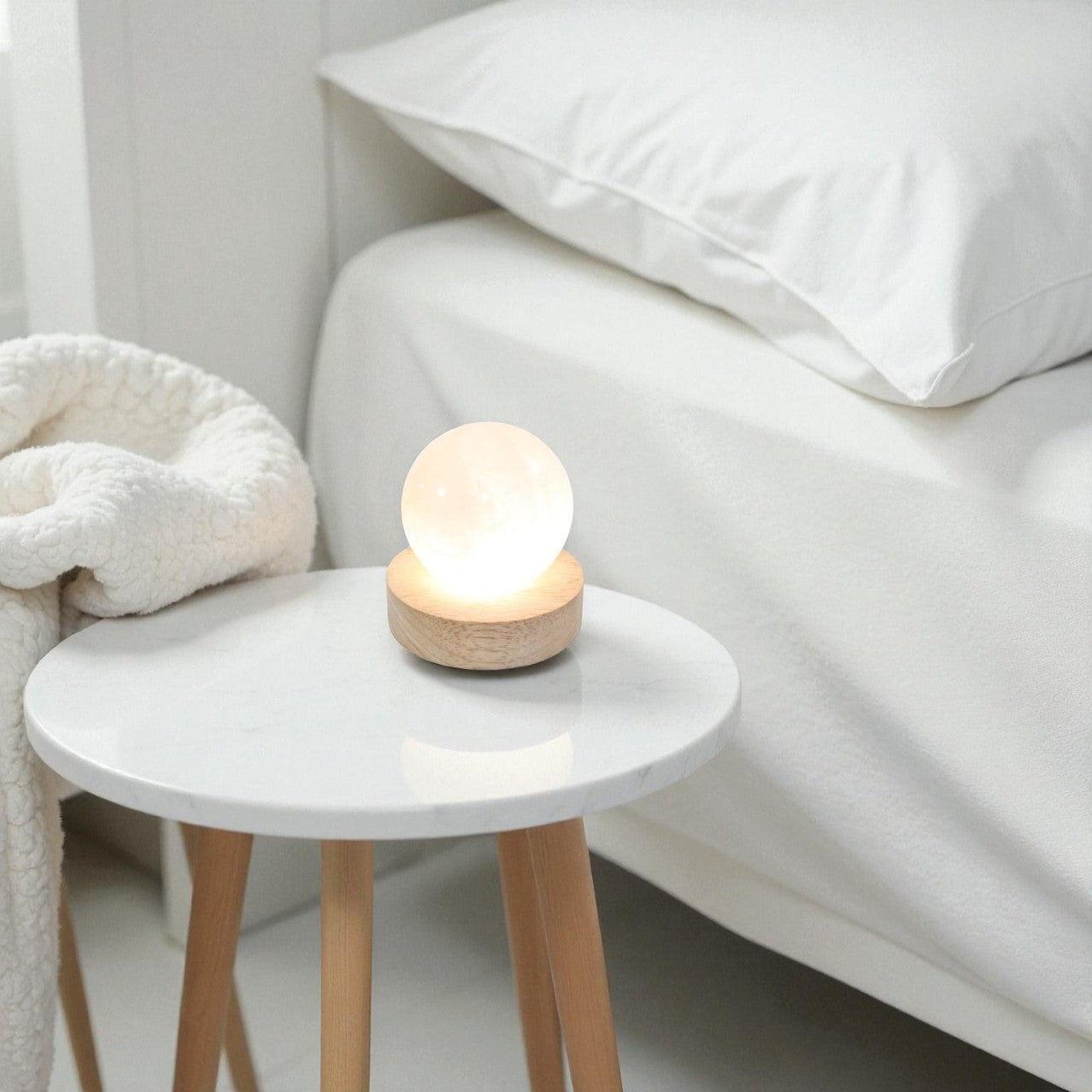 Rose Quartz Sphere Crystal Lamp | ASH & STONE. Premium crystals online. Free express shipping NZ wide 