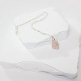 Rose quartz crystal Gold necklace. Free express shipping. Buy crystal jewellery online from ASH&STONE Auckland crystal shop.  AfterPay available.