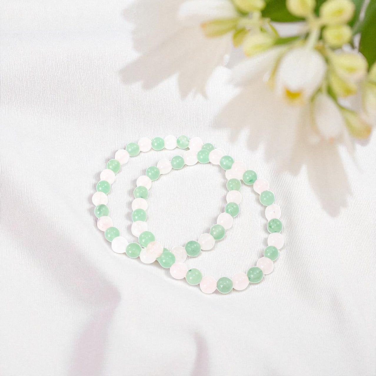 NZ-Made - Rose Quartz & Aventurine Crystal Bead Bracelet | ASH & STONE Buy crystal jewellery online from ASH&STONE