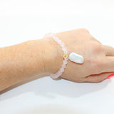 Rose Quartz & Fresh water pearl Crystal Bracelet | ASH & STONE for crystal jewellery, Free express shipping