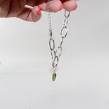 Rose Quartz & Peridot crystal sterling silver charm bracelet. Free express shipping. Shop online from ASH&STONE crystal jewellery shop Auckland NZ. 