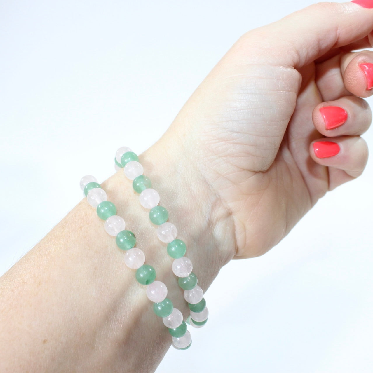 NZ-Made - Rose Quartz & Aventurine Crystal Bead Bracelet | ASH & STONE Buy crystal jewellery online from ASH&STONE