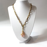 Rose quartz raw crystal Gold necklace | ASH & STONE Crystals and jewelley, free express shipping. 