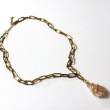 Rose quartz raw crystal Gold necklace | ASH & STONE Crystals and jewelley, free express shipping. 