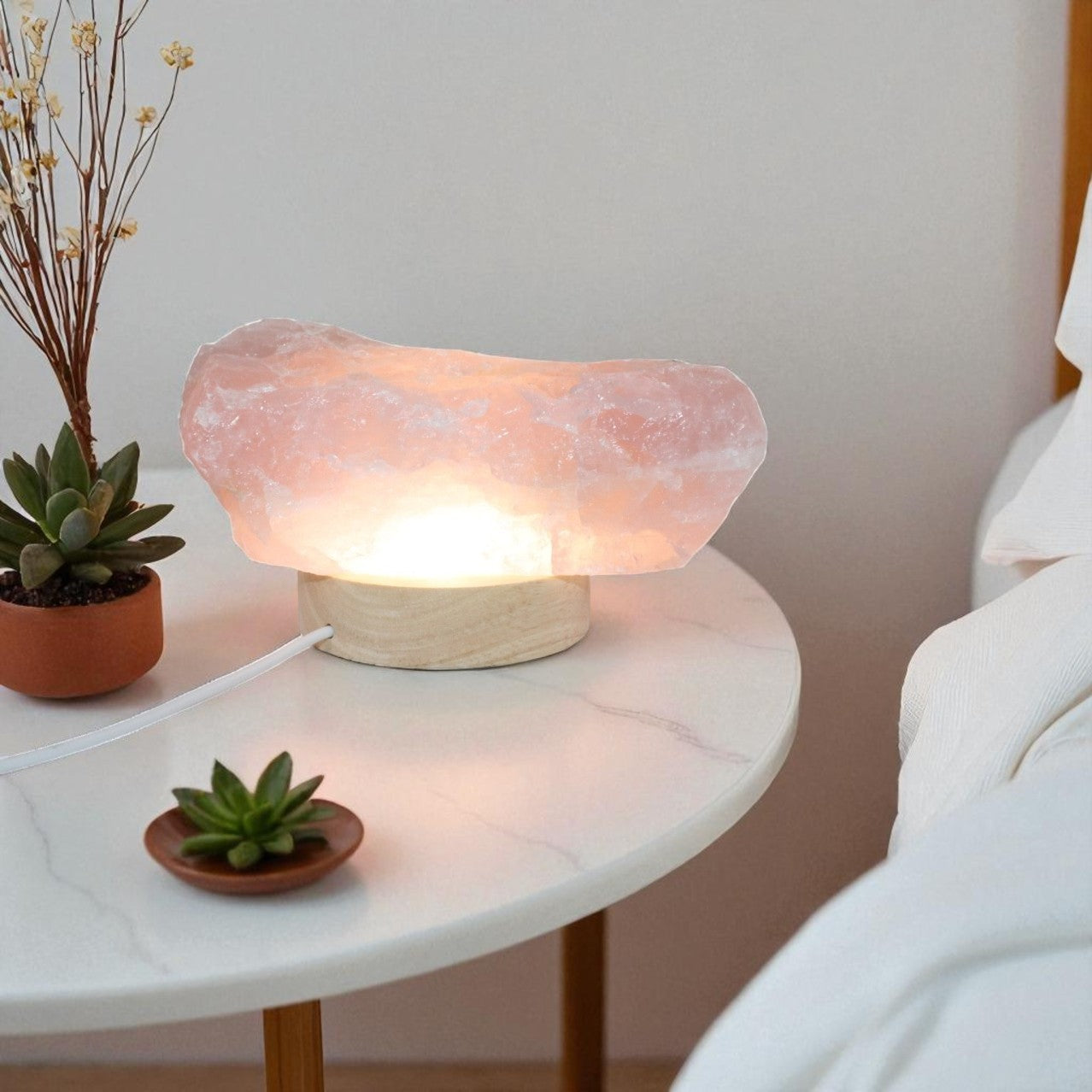 Rose quartz crystal lamp | ASH & STONE Crystals online. Free express shipping. 