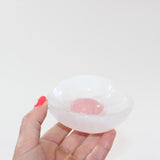  Selenite Crystal Heart Bowl matched with a Rose Quartz crystal heart mini.  Free express shipping. Shop online from ASH&STONE crystal shop Auckland NZ. AfterPay available.