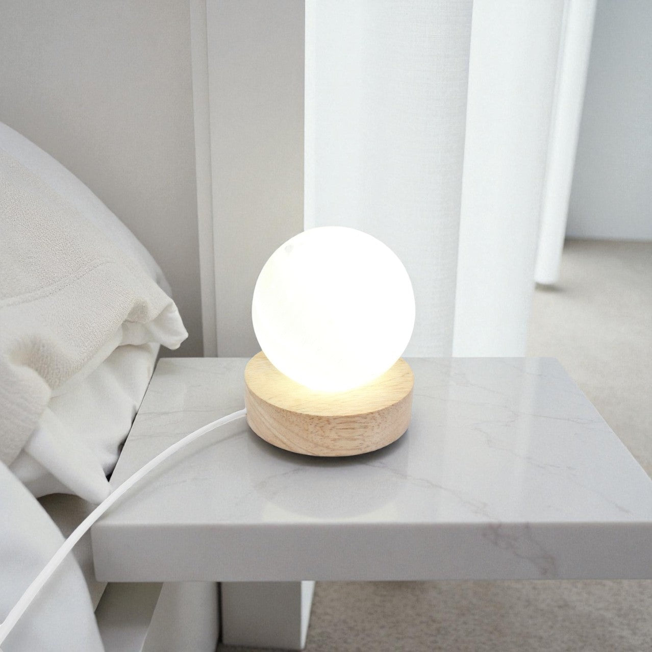 Selenite Crystal Sphere Lamp. Free express shipping. Shop online from ASH&STONE crystal shop Auckland NZ. AfterPay available.