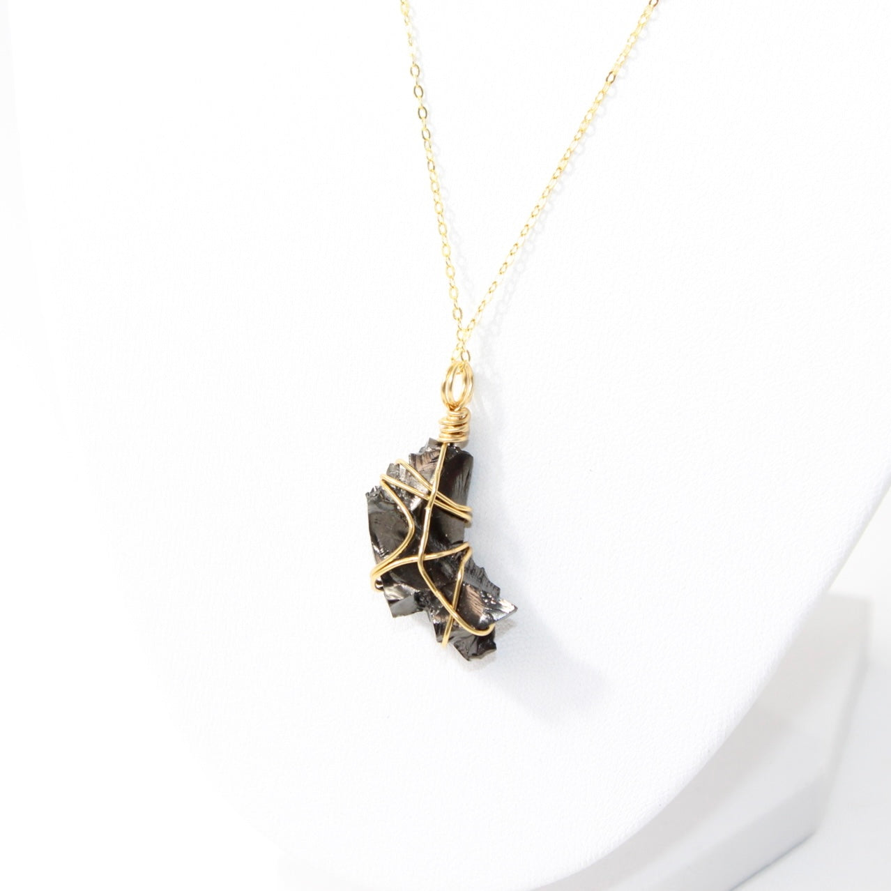 Bespoke NZ made Shungite Gold plated necklace from ASH & STONE, AUCKLAND, NZ