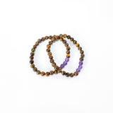 NZ-Made -Tigers Eye & Amethyst Crystal Bead Bracelet. Free express shipping. Buy crystal jewellery online from ASH&STONE crystal jewellery shop Auckland NZ. AfterPay available.
